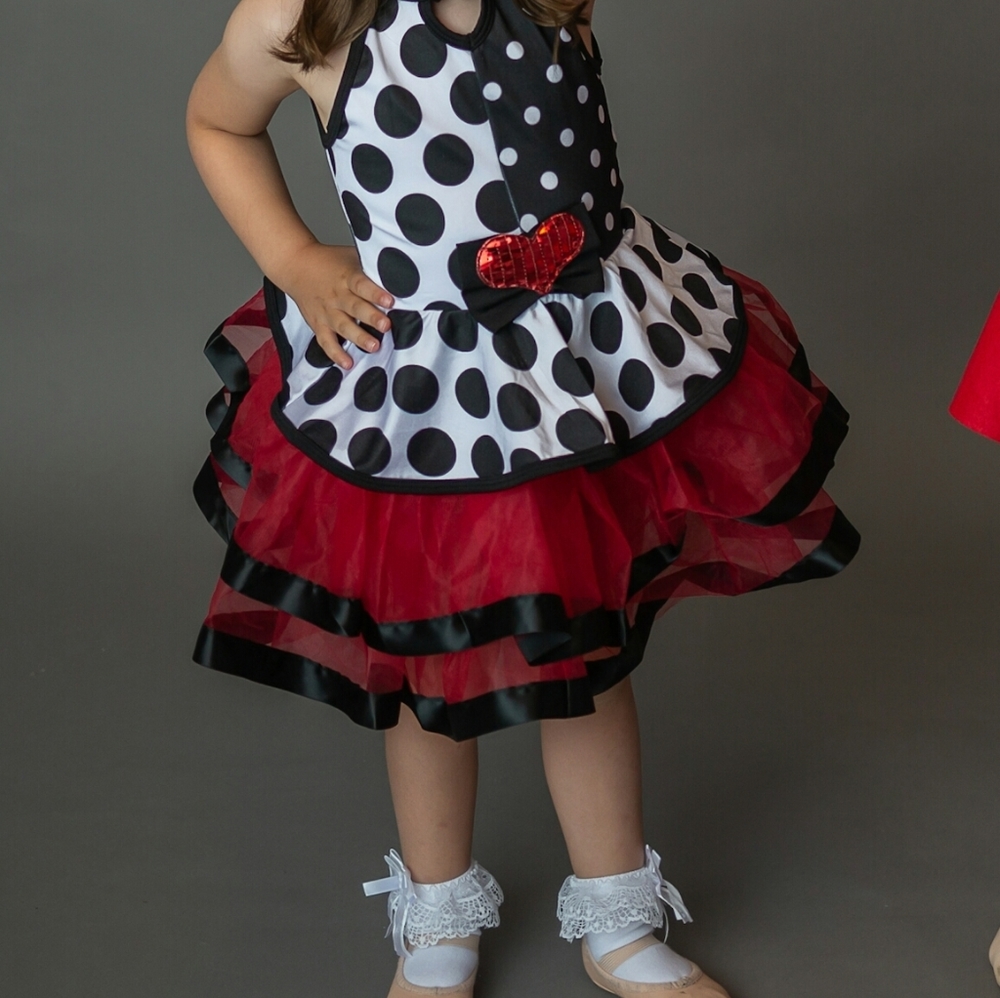Child's black white and red dance costume
